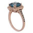 14ct Rose Gold 0.50ct Brilliant Cut Diamond and Blue Topaz Cluster Ring