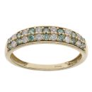 9ct Yellow Gold 0.50ct Brilliant Cut Green And Colourless Diamond Ring
