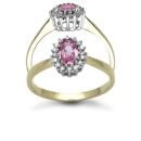 9ct Yellow Gold 0.12ct Pink Sapphire And Diamond Cluster Ring
