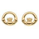 Gold Plated Silver Claddagh Stud Earrings
