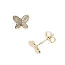 Children's 14ct Yellow Gold Cubic Zirconia Butterfly Stud Earrings