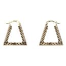 9ct Yellow Gold Greek Key Triangle Hoop Earrings