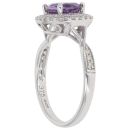 9ct White Gold 0.20ct Diamond and Amethyst Cluster Ring