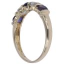 9ct Yellow Gold Iolite and Aquamarine Five Stone Ring