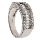 14ct White Gold 1.75ct Brilliant and Baguette Cut Three Row Ring