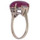18ct White Gold 0.40ct Baguette Cut Diamond and Ruby Cabochon Ring