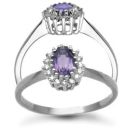 9ct White Gold 0.12ct Diamond & Amethyst Ring