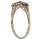 9ct Yellow Gold 0.03ct Brilliant Cut Diamond and Sapphire Triple Cluster Ring