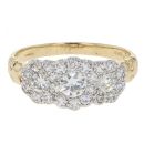 18ct Yellow Gold 0.84cts Diamond Triple Cluster Ring