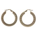 14ct Yellow Gold Greek Key Hoop Earrings