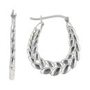 Silver Flat Wheat Hoop Earrings By Icesia