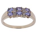 9ct Yellow Gold 0.05ct Diamond and Tanzanite Fancy Ring