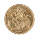 1907 Edward VII Large Head UK Full Sovereign Coin