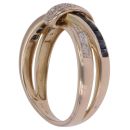 9ct Yellow Gold 0.05ct Diamond and Sapphire Crossover Ring