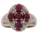 9ct Yellow Gold 0.03ct Diamond and Ruby Cluster Ring