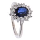 18ct White Gold 0.55ct Brilliant Cut Diamond and Sapphire Cluster Ring