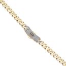 14ct Yellow Gold Monaco Classic Cubic Zirconia Pave Lock Curb Chain 18"