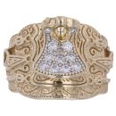 9ct Yellow Gold Cubic Zirconia Patterned Saddle Ring