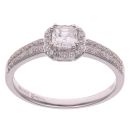 18ct White Gold 0.75ct Brilliant and Asscher Cut Diamond Cluster Ring