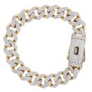 14ct Yellow Gold Monaco Cubic Zirconia Pave Bracelet 7.5"