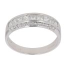 18ct White Gold 1.00ct Princess and Brilliant Cut Diamond Half Eternity Ring
