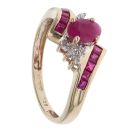 9ct Yellow Gold 0.05ct Diamond and Ruby Cluster Ring