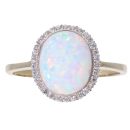 9ct Yellow Gold Created Opal And Cubic Zirconia Cluster Ring
