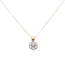 18ct Yellow Gold 1.00ct Brilliant Cut Diamond Cluster Pendant and Chain 18"