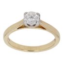 18ct Yellow Gold 0.51ct Flower Cut Diamond Solitaire Ring