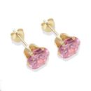 9ct Yellow Gold Pink Cubic Zirconia Stud Earrings 7mm
