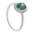 Silver Green Gemstone And Cubic Zirconia Cluster Ring By Icesia