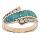 14ct Yellow Gold 0.25ct Brilliant Cut Diamond and Opal Doublet Ring