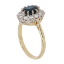 18ct Yellow Gold 0.50ct Brilliant Cut Diamond and Sapphire Cluster Ring