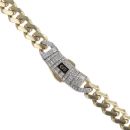 14ct Yellow Gold Monaco Classic Baguette Pave Lock Curb Chain 18"