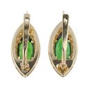 14ct Yellow Gold Green Gemstone Earrings
