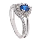 Silver Blue Gemstone And Cubic Zirconia Wishbone Ring By Icesia