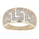 9ct Yellow Gold 0.25ct Diamond Greek Key Ring