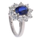 18ct White Gold 1.21ct Brilliant Cut Diamond and Sapphire Cluster Ring