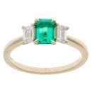 9ct Yellow Gold 0.50ct Baguette Cut Lab Grown Diamond And Created Emerald Ring