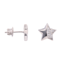 Silver Cubic Zirconia Star Stud Earrings by Icesia