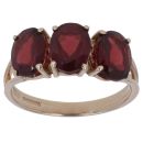 9ct Yellow Gold Three Stone Garnet Ring