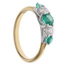 18ct Yellow Gold 0.33ct Brilliant Cut Diamond and Emerald Graduated 5 Stone Ring