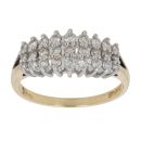 18ct Yellow Gold 0.50ct Diamond Three Row Cluster Ring