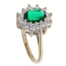 9ct Yellow Gold Emerald and Cubic Zirconia Cluster Ring