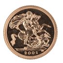 2001 Elizabeth II Fourth Portrait UK Half Sovereign Coin