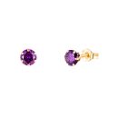 9ct Yellow Gold Amethyst Cubic Zirconia Stud Earrings 4mm