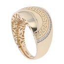 14ct Yellow Gold Greek Key Cubic Zirconia Swirl Ring