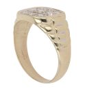 9ct Yellow and White Gold Cubic Zirconia Cluster Signet Ring