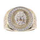 14ct Yellow And White Gold Cubic Zirconia Lion Ring