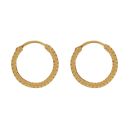22ct Yellow Gold Dotted Classic Hoop Earrings 10mm